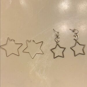 Star and Moon Gold Earrings